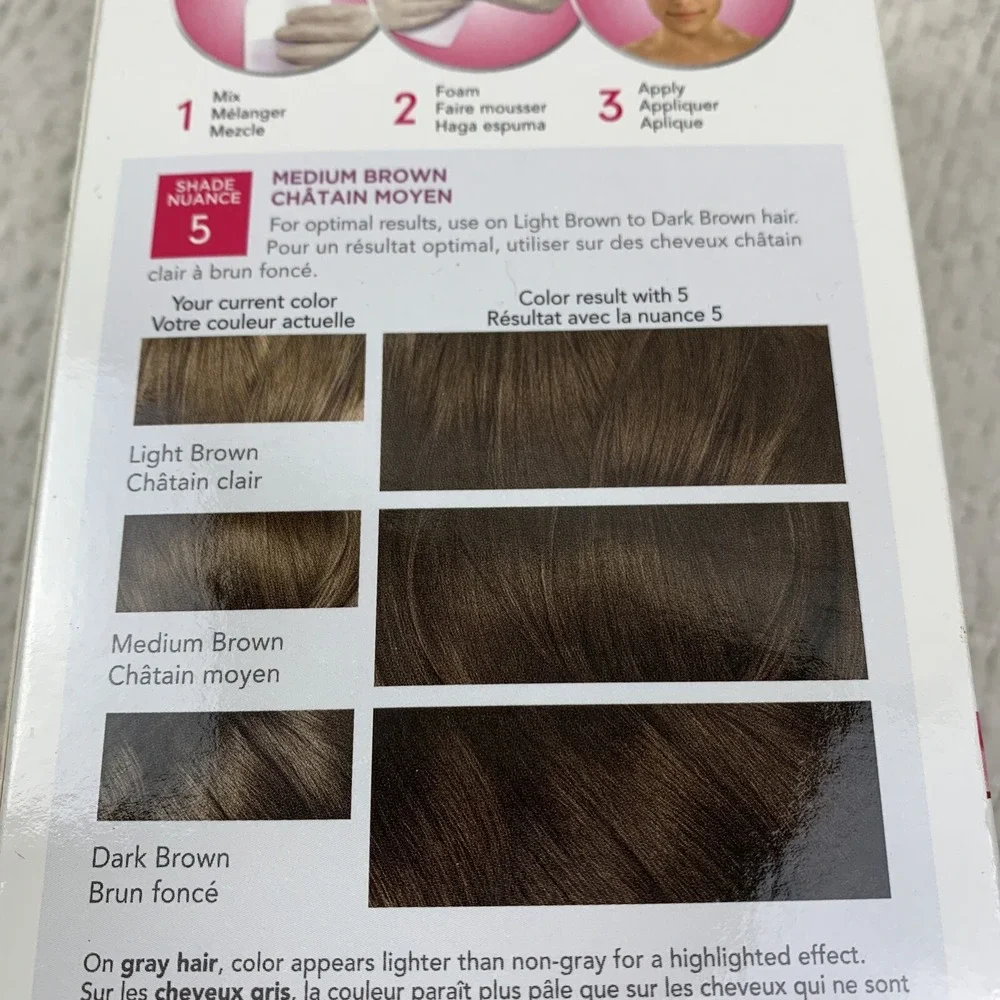 NOS Clairol # 5 Medium Brown Nice' n Easy‎ Hair Color Blend Foam Permanent